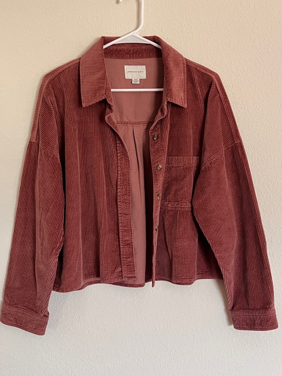 American Eagle Outfitters Jackets & Blazers - American Eagle Outfitters Mauve Rose Brown Cropped Corduroy Jacket Cotton Medium